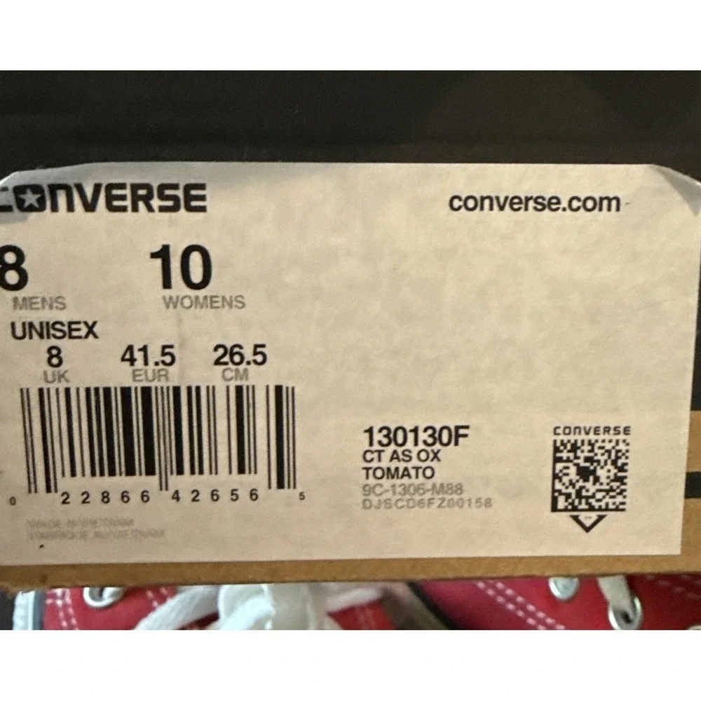 Converse All Star Chuck Taylor Womens 10 Mens 8 Canvas Low Top Red Sneakers NEW - Picture 11 of 11